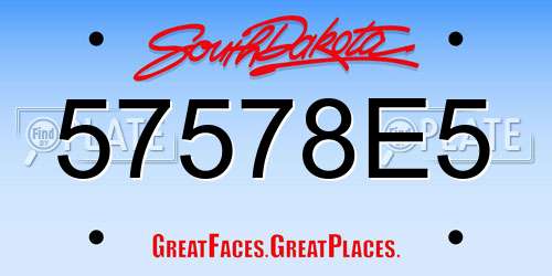 57578E5 South Dakota License Plate