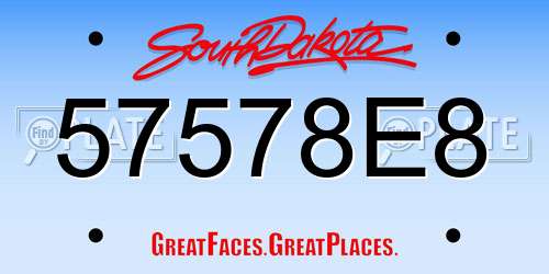 57578E8 South Dakota License Plate