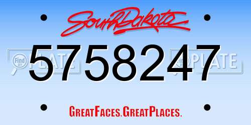 5758247 South Dakota License Plate