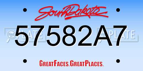 57582A7 South Dakota License Plate