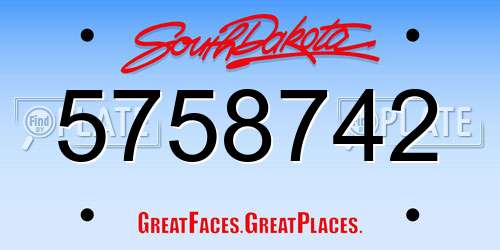 5758742 South Dakota License Plate