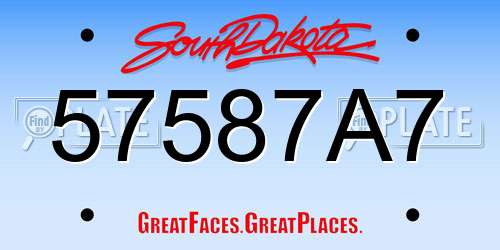 57587A7 South Dakota License Plate