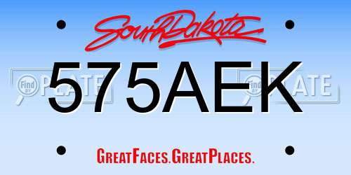 575AEK South Dakota License Plate