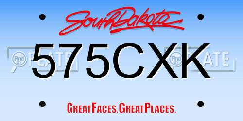 575CXK South Dakota License Plate