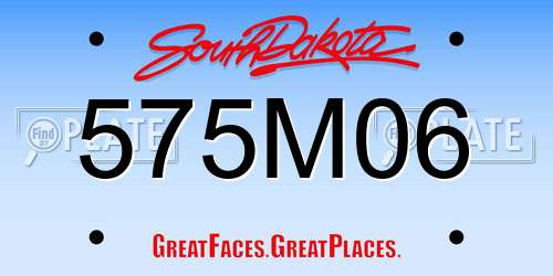 575M06 South Dakota License Plate