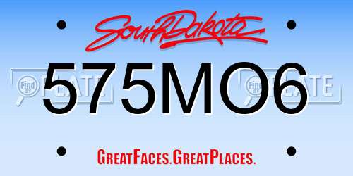 575MO6 South Dakota License Plate