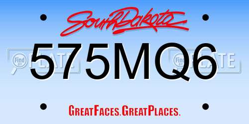 575MQ6 South Dakota License Plate