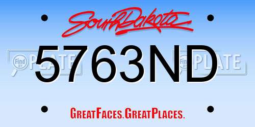 5763ND South Dakota License Plate