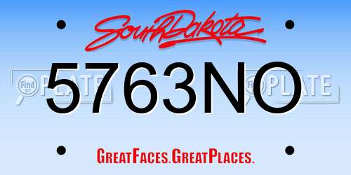 5763NO South Dakota License Plate