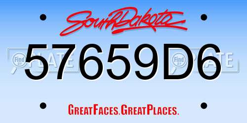 57659D6 South Dakota License Plate