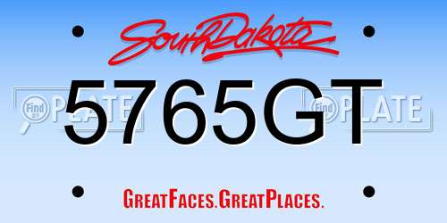 5765GT South Dakota License Plate