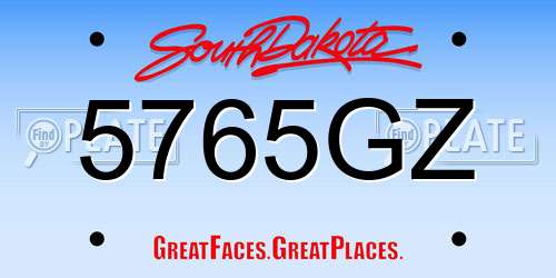 5765GZ South Dakota License Plate