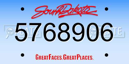 5768906 South Dakota License Plate