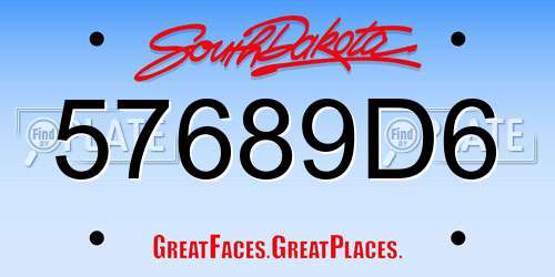 57689D6 South Dakota License Plate