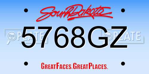 5768GZ South Dakota License Plate