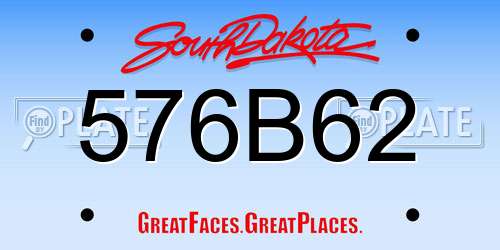 576B62 South Dakota License Plate