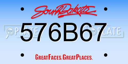 576B67 South Dakota License Plate