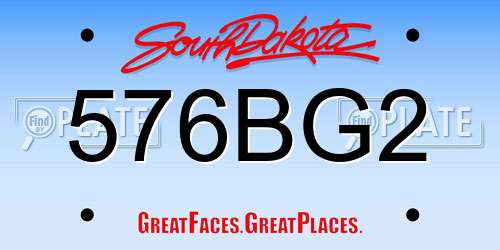 576BG2 South Dakota License Plate