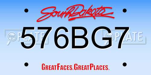 576BG7 South Dakota License Plate