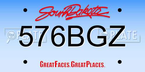 576BGZ South Dakota License Plate