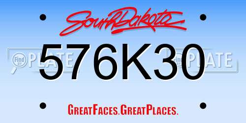 576K30 South Dakota License Plate