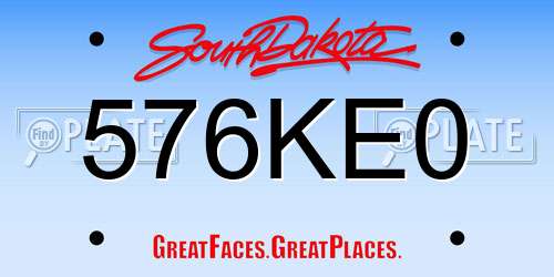576KE0 South Dakota License Plate