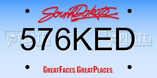 576KED South Dakota License Plate