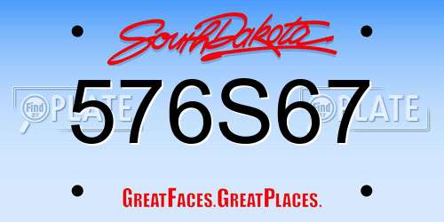 576S67 South Dakota License Plate