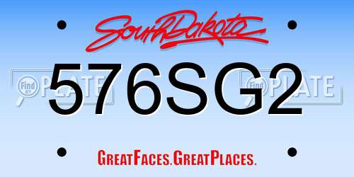 576SG2 South Dakota License Plate