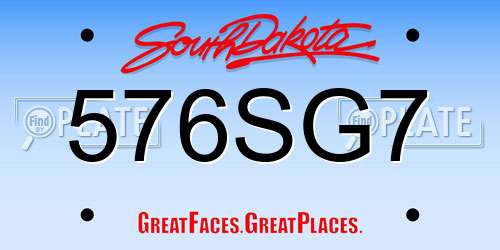 576SG7 South Dakota License Plate