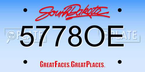 5778OE South Dakota License Plate