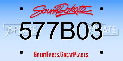 577B03 South Dakota License Plate