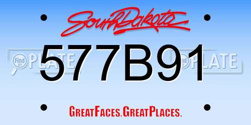 577B91 South Dakota License Plate