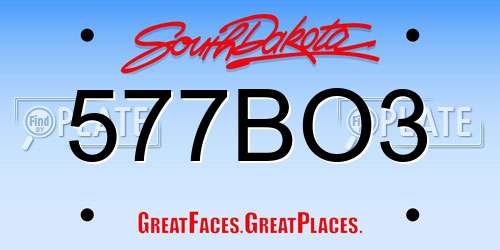 577BO3 South Dakota License Plate