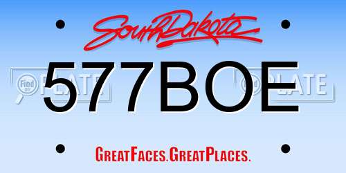 577BOE South Dakota License Plate