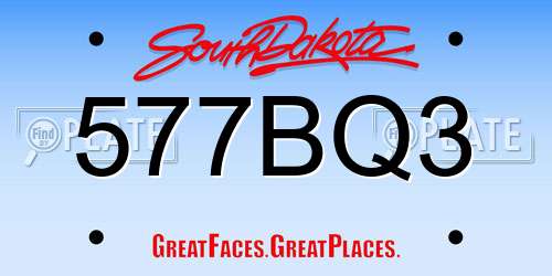 577BQ3 South Dakota License Plate