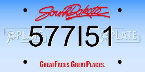 577I51 South Dakota License Plate