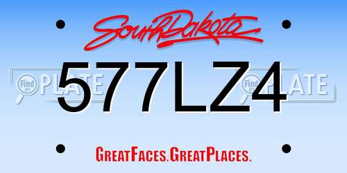 577LZ4 South Dakota License Plate