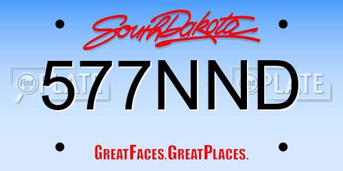 577NND South Dakota License Plate