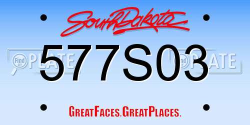 577S03 South Dakota License Plate