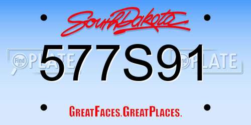577S91 South Dakota License Plate