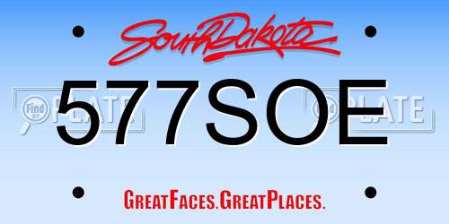 577SOE South Dakota License Plate