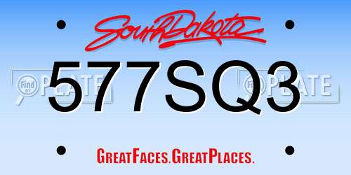 577SQ3 South Dakota License Plate
