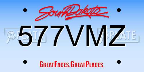 577VMZ South Dakota License Plate