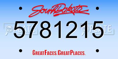 5781215 South Dakota License Plate