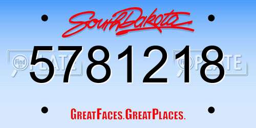 5781218 South Dakota License Plate