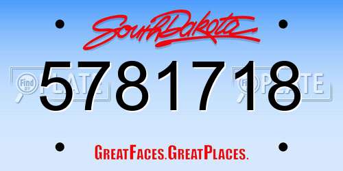 5781718 South Dakota License Plate