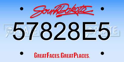 57828E5 South Dakota License Plate