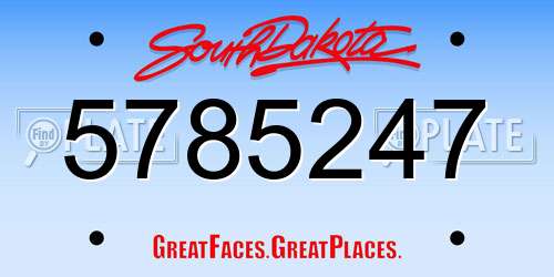 5785247 South Dakota License Plate