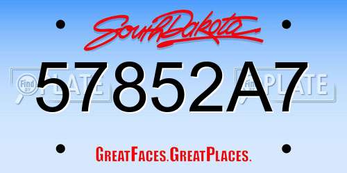 57852A7 South Dakota License Plate